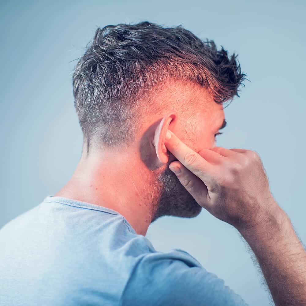 man with ear pain